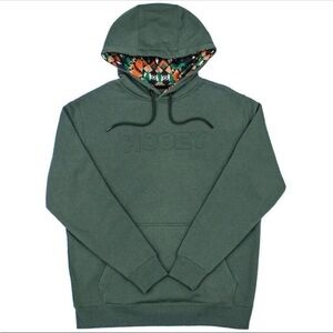 Hooey “Ridge” Green Pullover Hoodie with Patterned Hood